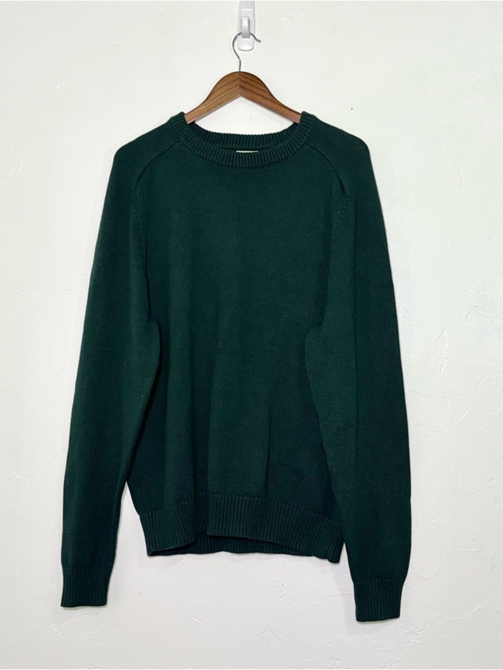 J. Crew Heritage Cotton Crewneck Sweater Men's XL Dark Forest Green Ribbed - Picture 11 of 14